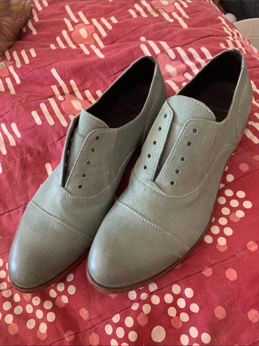 Women’s Sage Green Suede Oxford Flats
